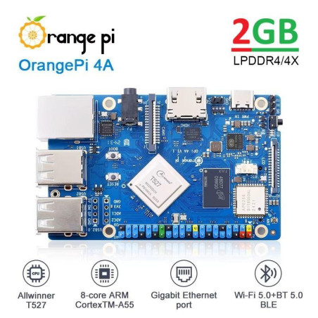 Orange Pi 4A - 2GB RAM with 8-Core CPU Embedded 2-TOPS NPU